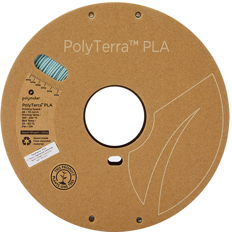 PolyTerra PLA Gris Ardoise Marbré (Marble Slate Grey) - 1.75mm - 1