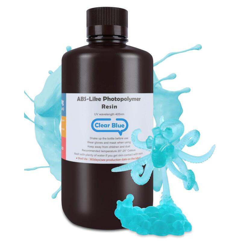 Résine ABS-like Bleue Translucide Elegoo - 1000 ml - Polyfab3D