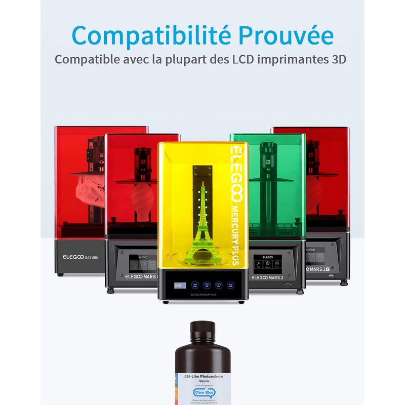 Elegoo Résine LCD Photopolymère Standard (1000 g) - Translucide - Résine 3D  - LDLC