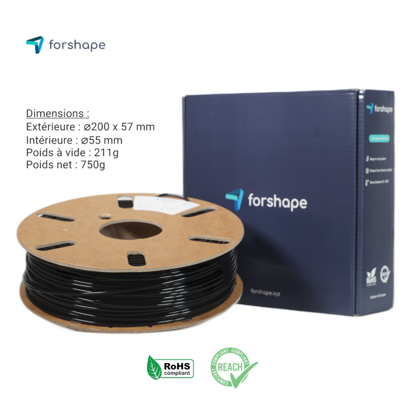 Forshape ecoPLA - 1.75 mm 1 Kg - Noir - Filament 3D - LDLC